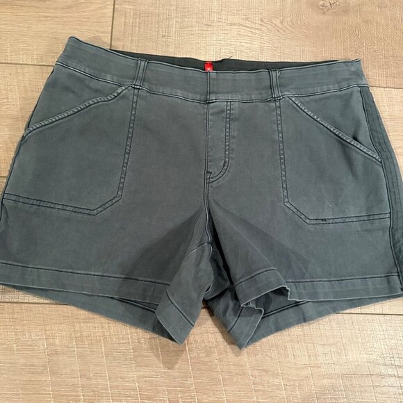 SPANX WOMENS XL GREEN TWILL SHORTS - Picture 1 of 7